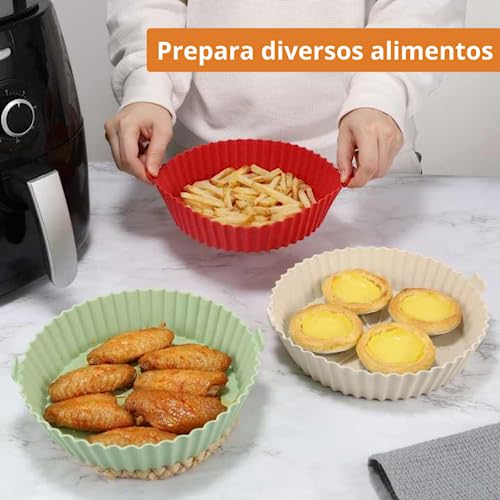 Kit 2 Formas Forros Assadeira Para Air Fryer De Silicone Reutilizável Antiaderente Resistente ao Cal