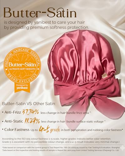 Image of YANIBEST Adjustable Silk Bonnet for Sleeping Women Double Layer Satin Bonnet Reduce Friction Prevent Frizz Curly Hair