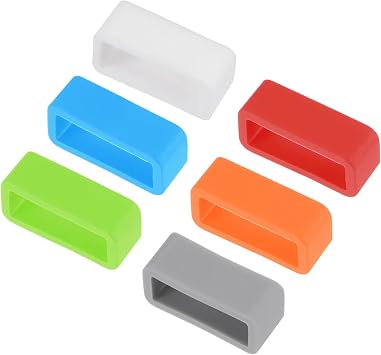 uxcell Watch Band Strap Loops, 16mm Width Rubber Fastener Rings Silicone Watch Holder Retainers for Watch Band Mix Color 6 Pcs