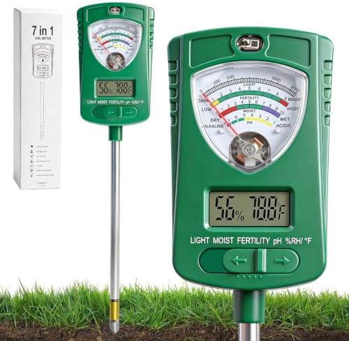 7-in-1 Soil Test Kit with 90° Rotatable Head, Soil Tester for Moi...