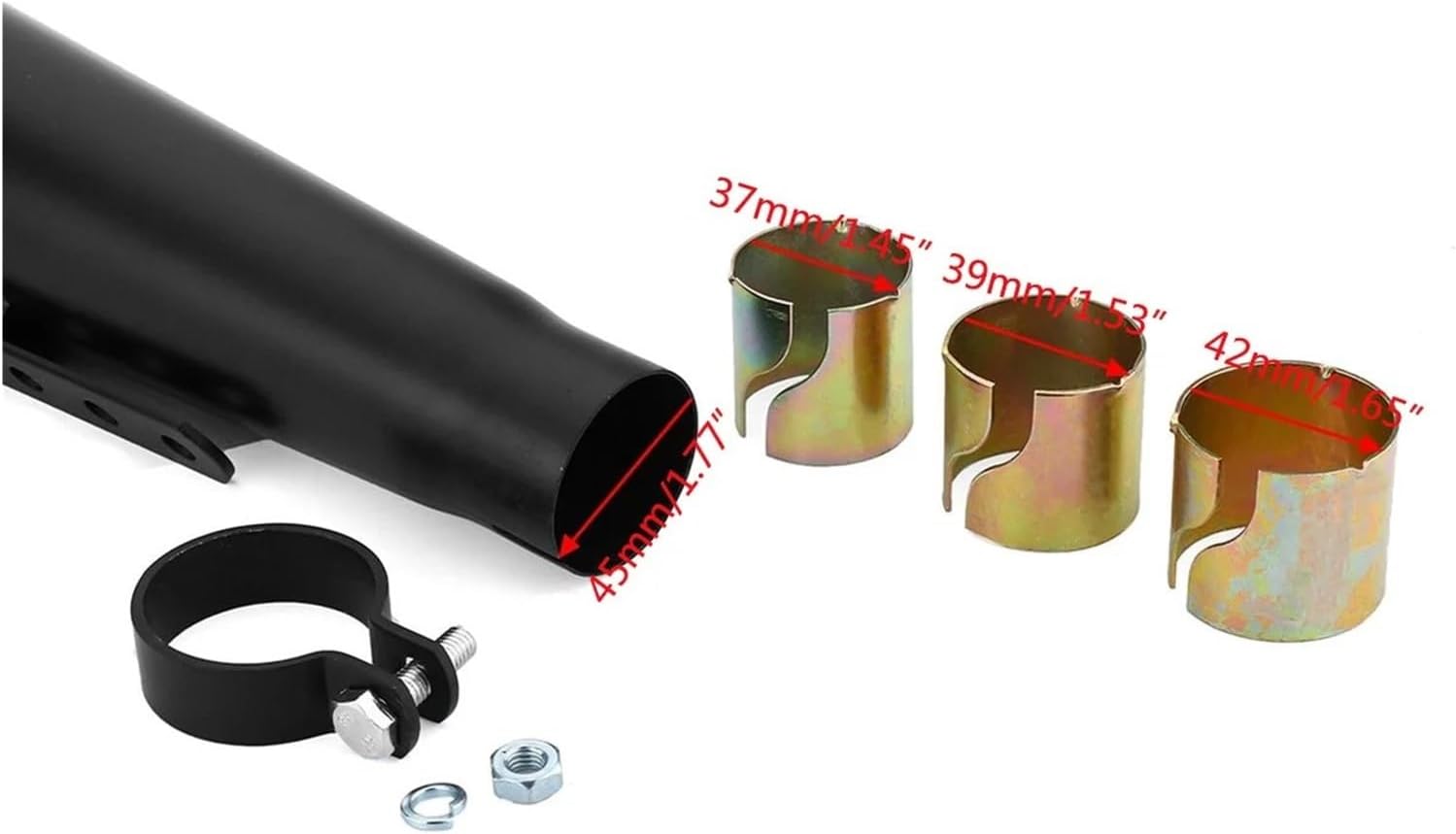 バイクサイレンサー オートバイ用排気管 17.5インチ ユニバーサルマフラー 排気チップ ヴィンテージ リアパイプ テールチューブ