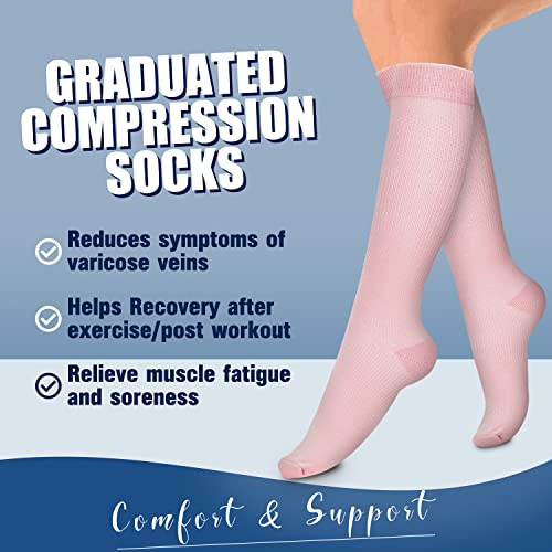 Image of Laite Hebe 4 Pairs-Compression Socks for Women&Men Circulation-Best Support for Nurses,Running,Athletic