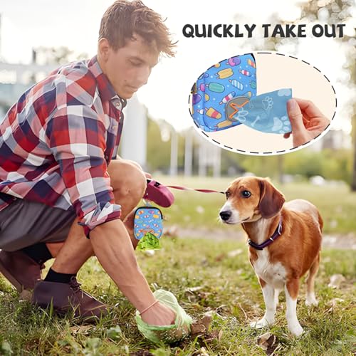 Image of Soft Poop Bag Holder for Leashes - Stylish Fashion Print Dog Waste Bag Carrier,IceCream,Medium