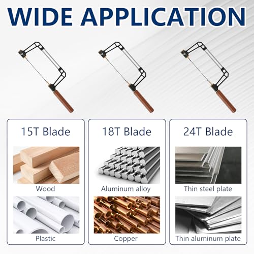 Laubsäge, Laubsäge Set mit 3 Ersatzblatt(15T/18T/24T), Laubsäge Dekupiersäge,Multidirektionales Schneide-Handwerkzeug, Verstellbare Laubsägen für Holz, Laubsäge für Holz,Gummi,Weiches Metall
