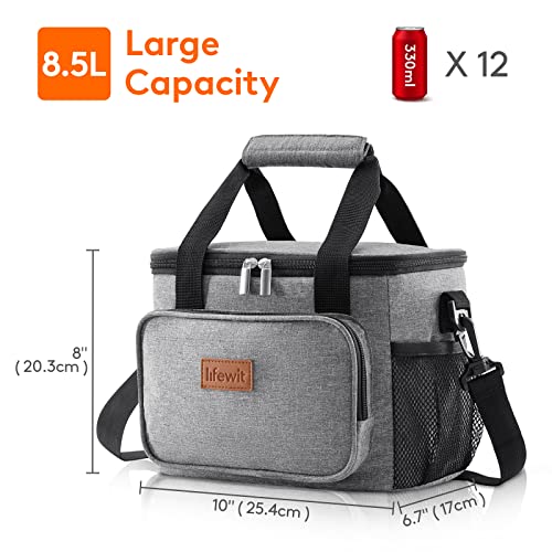 Lifewit Lunch Bag 9L 12 Can Insulated Lunch Box Soft Cooler Cooling Tote for Adult Men Women Grey - Image 3