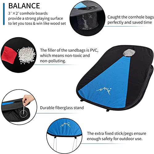 Portable Cornhole Set With 2 Collapsible Cornhole Game Boards, 8 Bean Bags And Carrying Case, Camping Games Outdoor Yard Toss Games For Kids Adults Family (3 X 2-Feet) #TOP4