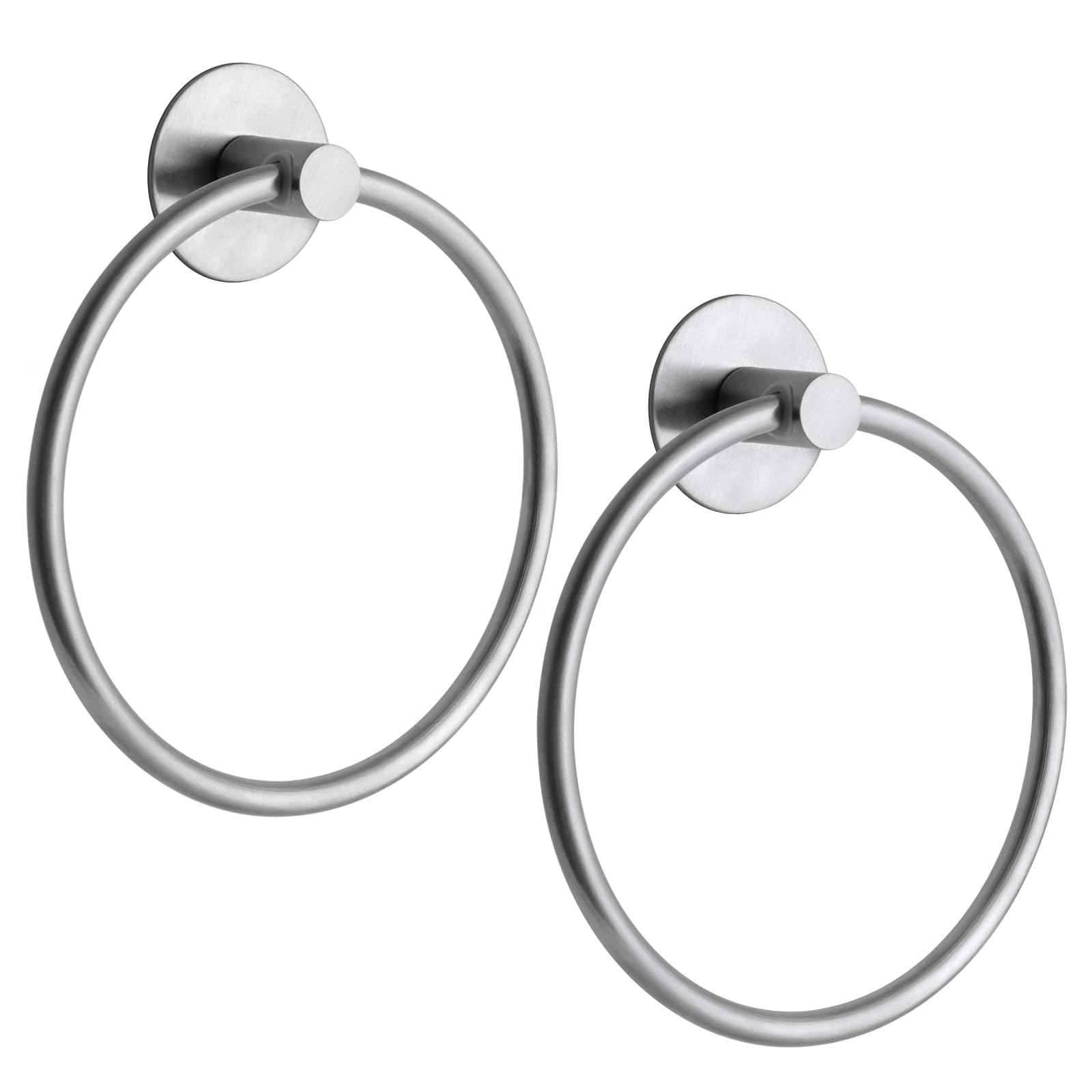 Towel Holder for Bathroom 2pcs Adhesive Towel Ring, Wall Mounted Hand Towel Holder Bathroom Towel Rack, Towel Hanger for Bath&Kitchen Towel Organizer, Stainless Steel Rustproof Bath Accessories…