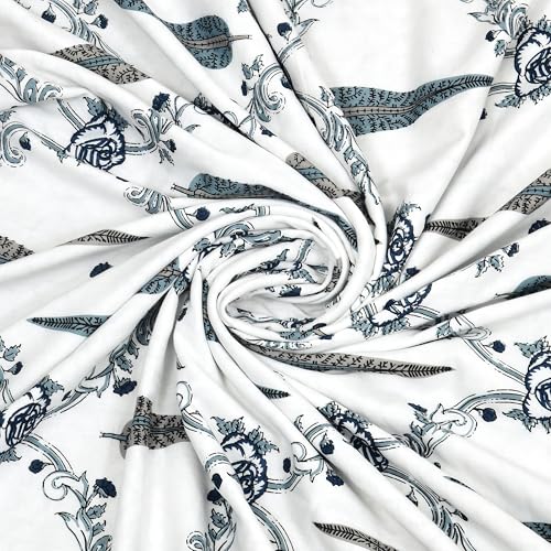 Image of BLOCKS OF INDIA Hand Block Printed Cotton Single Size Reversible Malmal Dohar for Summer (Grey Patti)