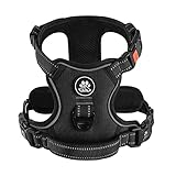 IVY&LANE 犬用ハーネス 喉に優しい 小型犬、中型犬、大型犬用 調節可能 夜間反射材 通気性 引っ張り防止 簡単着脱 散歩 犬 ハーネス 柴犬 秋田犬 訓練 ドッグ 胴輪 ブラック,M「ハーネスのみ」