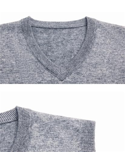 Dcvmvmn Men's Autumn Knitted Vest Pullover Fashion V-Neck Casual All-Match Loose Sleeveless Sweater2