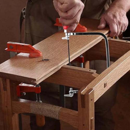 TINGTING Laubsäge Set einschließen 7 Laubsägeblätter & 1 Holzsäge | 360 Grad drehbar | Mit Holzgriff | Präzise Schnitte für Holz und Metall | Feinsäge für Holzarbeiten, Bastelprojekte und Modellbau