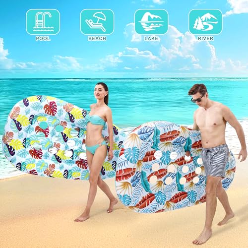 2 Pack Pool Floats Lounger, Instaywell Pool Floats Adult Heavy Duty, Pool Rafts Floaties Water Hammock Tanning Floating Pool Party Toys for Swimming Pool Summertime Beach Outdoor - image 3