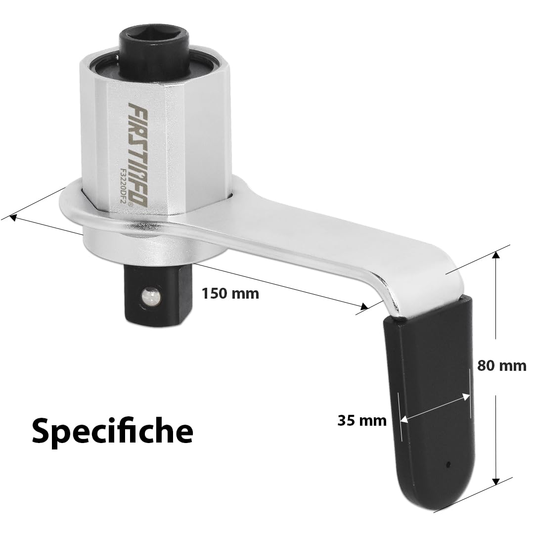 FIRSTINFO F3220DF2 | Moltiplicatore di Coppia Manuale 1200 Nm 3,4:1 | Chiave con Adattatore da 1/2" Femmina a 3/4" Maschio | Per Dadi Ruota e Manutenzione Auto