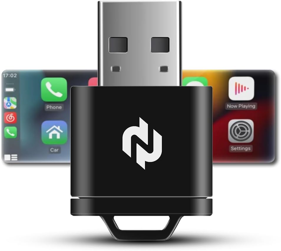 N Wireless CarPlay Adapter for Factory Wired CarPlay Cars – Convert Wired Apple CarPlay to Wireless, 5GHz Fast & Stable Connection, Plug & Play USB Dongle, Auto-Reconnect, Smooth Audio & Navigation