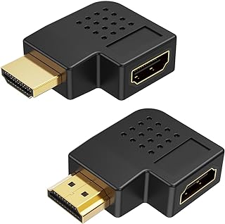 HDMI Male to Female Adapter, 2 Pack 90 and 270 degree Right Angle HDMI to HDMI Converter, 4K 3D HDMI Extender for Roku, PS3, PS4, Fire Stick,Chromecast, Nintendo Switch,HDTV, Laptop,Xbox