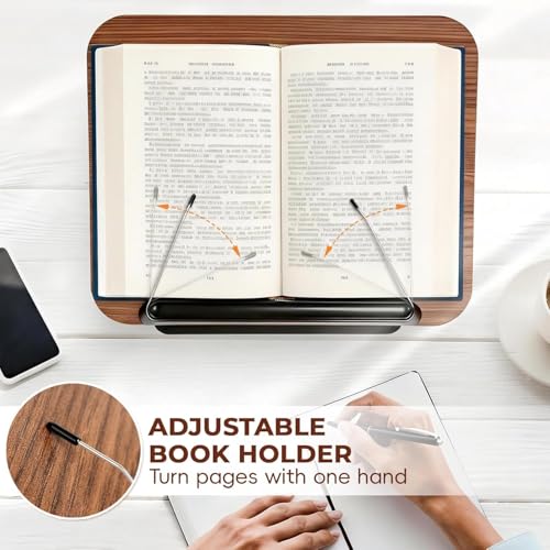 Image of DOCAT Book Stand for Reading, Writing, Painting and Used As Laptop Stand for Desk, Adjustable Book Holder with 360 Rotating Base, Compatible with Cookbooks, Textbooks, Tablets and Laptops (Wooden)