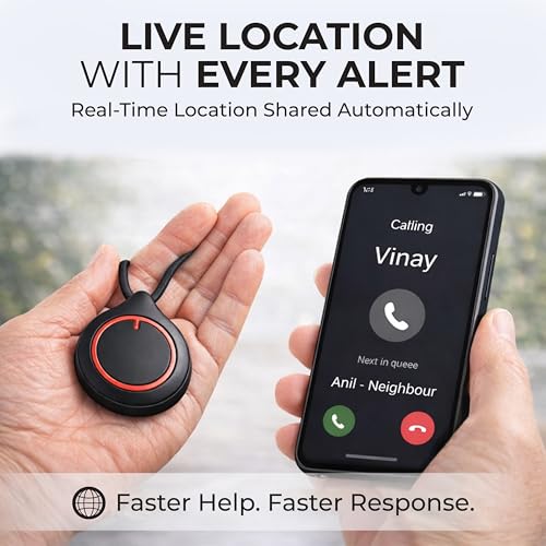 Image of DrRing Wearable SOS Emergency Alert Button for Seniors | Pendant with Whatsapp Alerts | 30-Day Battery | Free Lifetime Subscription Included | (Android Only)