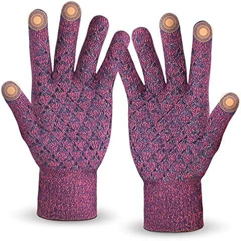SIHOHAN Thermal Gloves for Men and Women Winter Touch Screen Gloves Anti-Slip Warm Lining Gloves for Driving Running Cycling(Rose Red) Cover