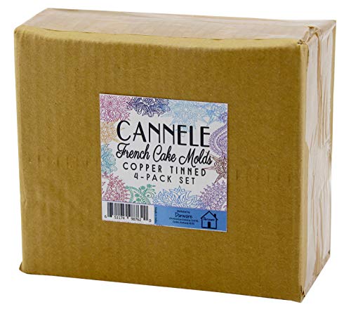 Darware Copper Canelé Pastry Molds (4-Pack); 2-Inch Bordeaux French Custard Cannele Cake Traditional Pastry Baking Molds with Heat-Conducting Copper - Thumbnail 6