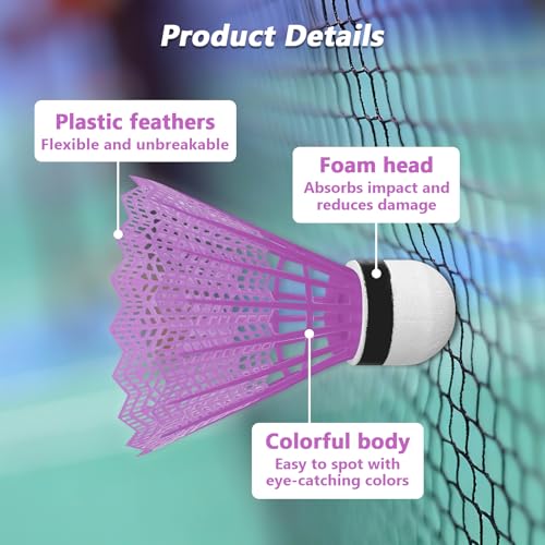 Leyrens Federbälle Badminton bälle, 12 stück Kunststoff badmintonbälle, stabilität und haltbarkeit, Federball für Sport, Training, Bewegung, Unterhaltung, Spiele