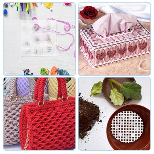 12 Pieces 7 Count Plastic Mesh Canvas Sheets for Embroidery, Acrylic Yarn Crafting, Knit Crochet Projects and Make Aquarium Dividers (10.5 X 13.5 Inch)