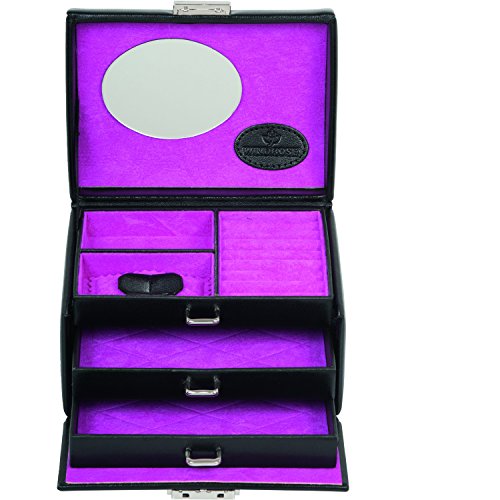 Preisvergleich Produktbild Windrose Merino kleiner Schmuckkoffer 15 cm schwarz / pink