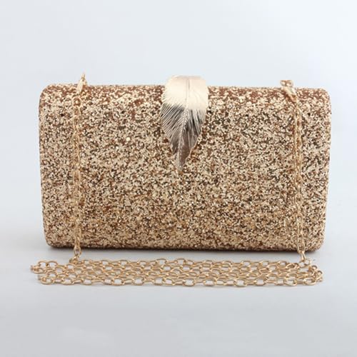 Pochette à Main Chic Outanaya Dorée en Polyuréthane et Polyester de Taille Moyenne