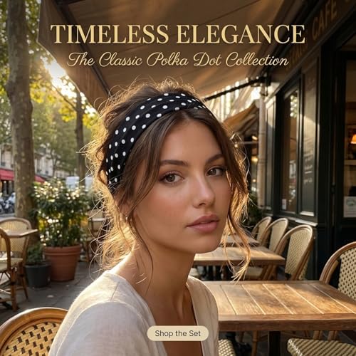 FrostyFlair Schwarz-Weißes Stirnband-Set, Polka Dot Headband & Haarband Damen, Elastisches Stirnband Sport für Frauen, Rutschfeste Retro Haarbänder für Alltag & Styling