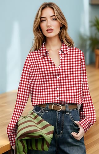 Image of Premium Soft Breathable Stretch Satin Silk Button Down Shirts for Women Long Sleeve Leopard Blouses Work Dress Tops