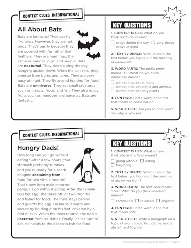 100 Task Cards: Context Clues: Reproducible Mini-Passages With Key Questions to Boost Reading Comprehension Skills - Image 2