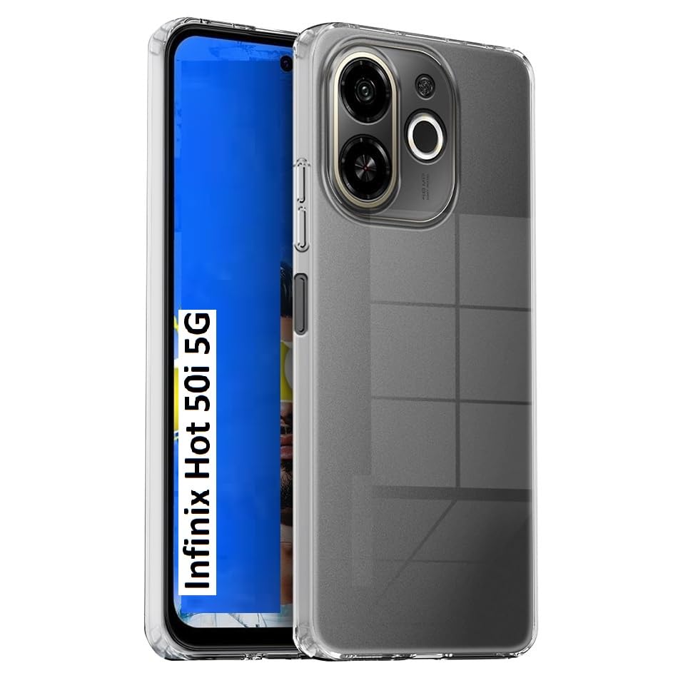 Image of COVERBLACK Soft Rubber Silicon Clear Case Back Cover for Compatible Model with Infinix Hot 50i - Transparent