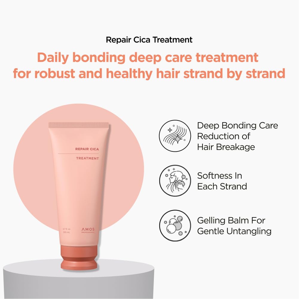 AMOS PROFESSIONAL Repair Cica Shampoo 2.0 fl.oz + Hair Mask 1.3 fl.oz + Bonding Hair Oil 0.33 fl.oz Mini Kit l Repairs, Strengthens, & Nourishes for Split Ends & Breakage, Reverse Hair Damage