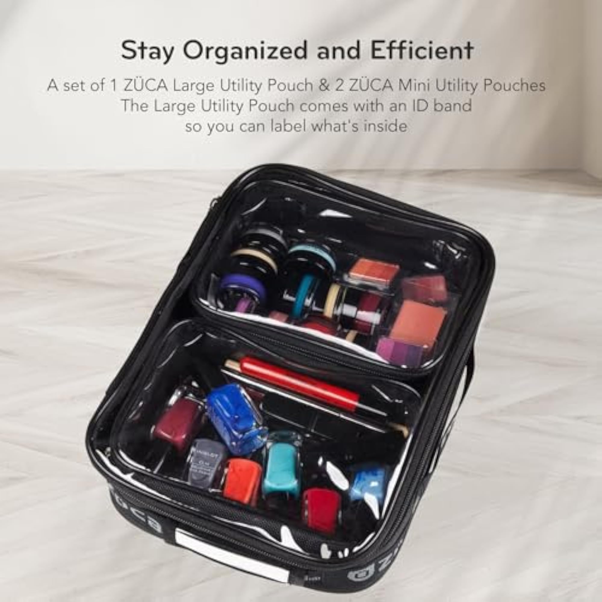 Utility Pouch Combo Set - Large and Mini Pouches, Clear