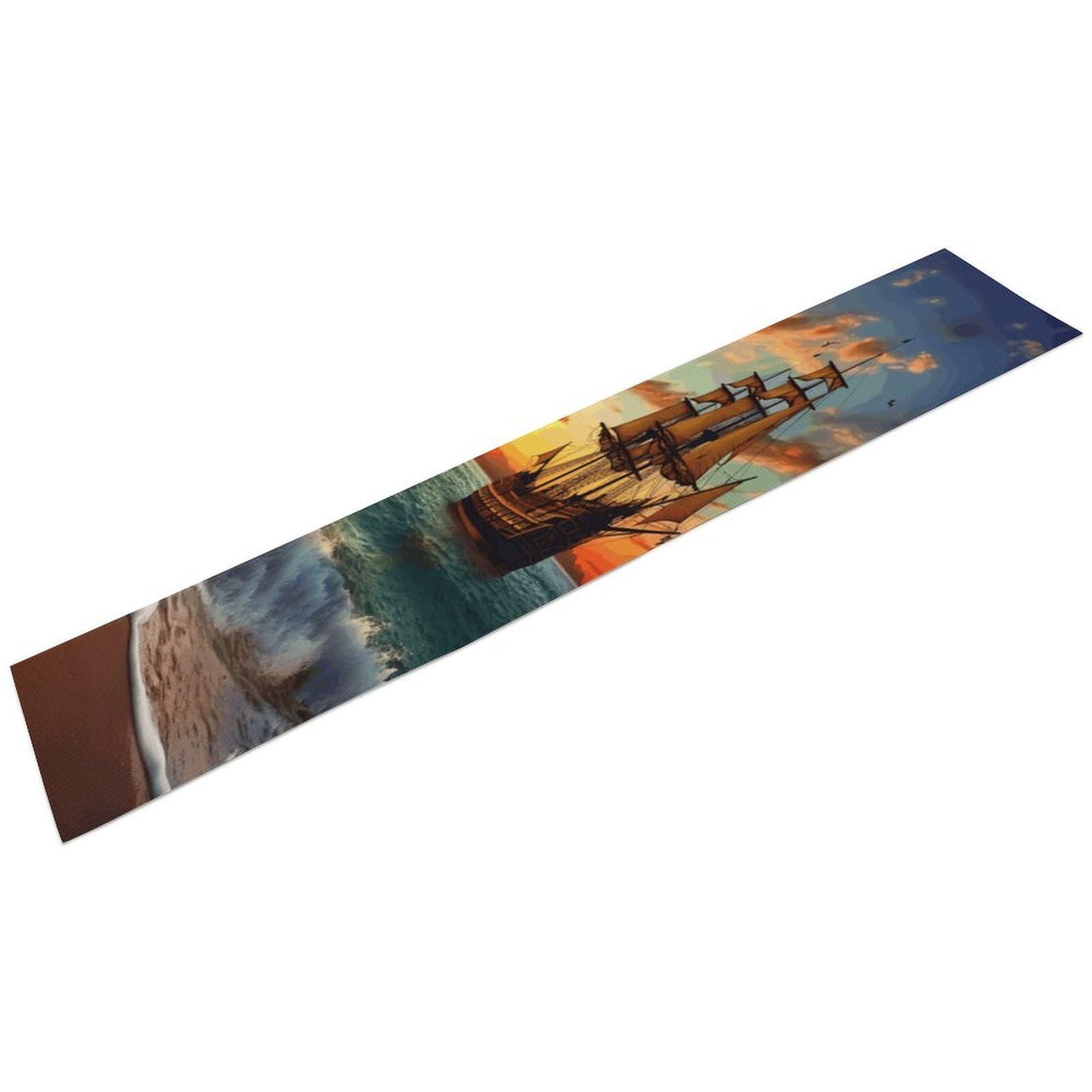 Pirate Ship in The Sunset Table Runner 13" X 72" Exquisite Linen Table Runner Wrinkle Resistant Farmhouse Rustic Table Runners Seasonal Table Decoration for Kitchen Dining Home Party