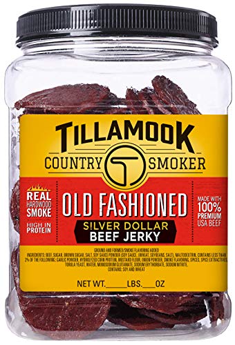 Tillamook Country Smoker Tillamook Real Hardwood Smoked Old Fashioned Silver Dollar Beef Jerky 13Oz Resealable Jar & Tillamook Real Hardwood Smoked Old Fashioned Silver Dollar Beef Jerky #TOP1
