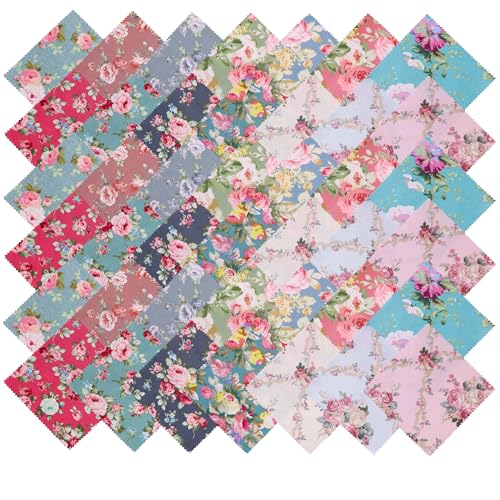 Nodsaw 42Pcs Vintage Floral Fabric Charm Packs for Quilting 5