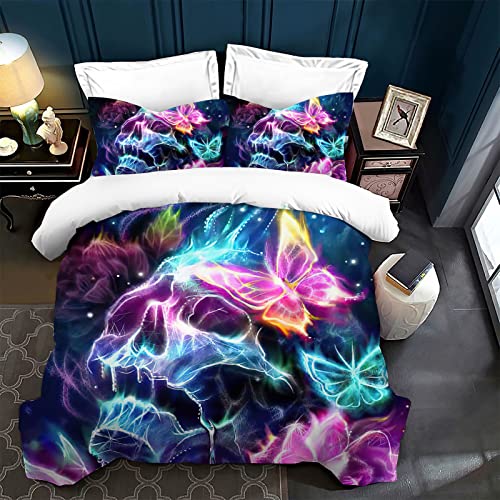 Juego de funda de edredón de microfibra con diseño de calavera, estilo gótico moderno y funda de edredón para cama individual o doble (5, 200 x 200 cm) Cover