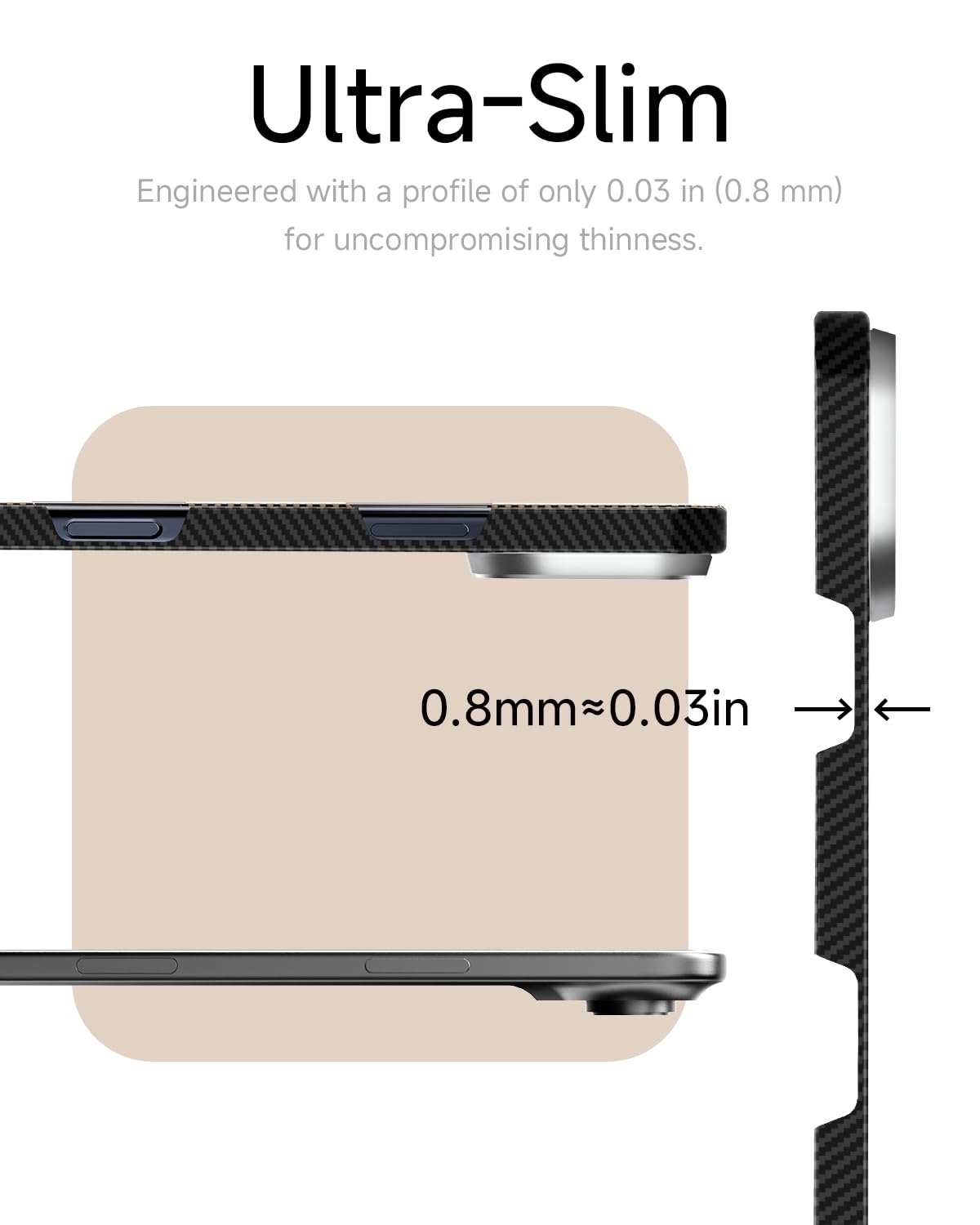 Coque en fibre d'aramide pour iPhone 17 Air, compatible avec MagSafe, [Ultra mince et légère] pour iPhone 17 Air, fibre d'aramide Kevlar 600D avec sensation ultra fine sans coque, couleur