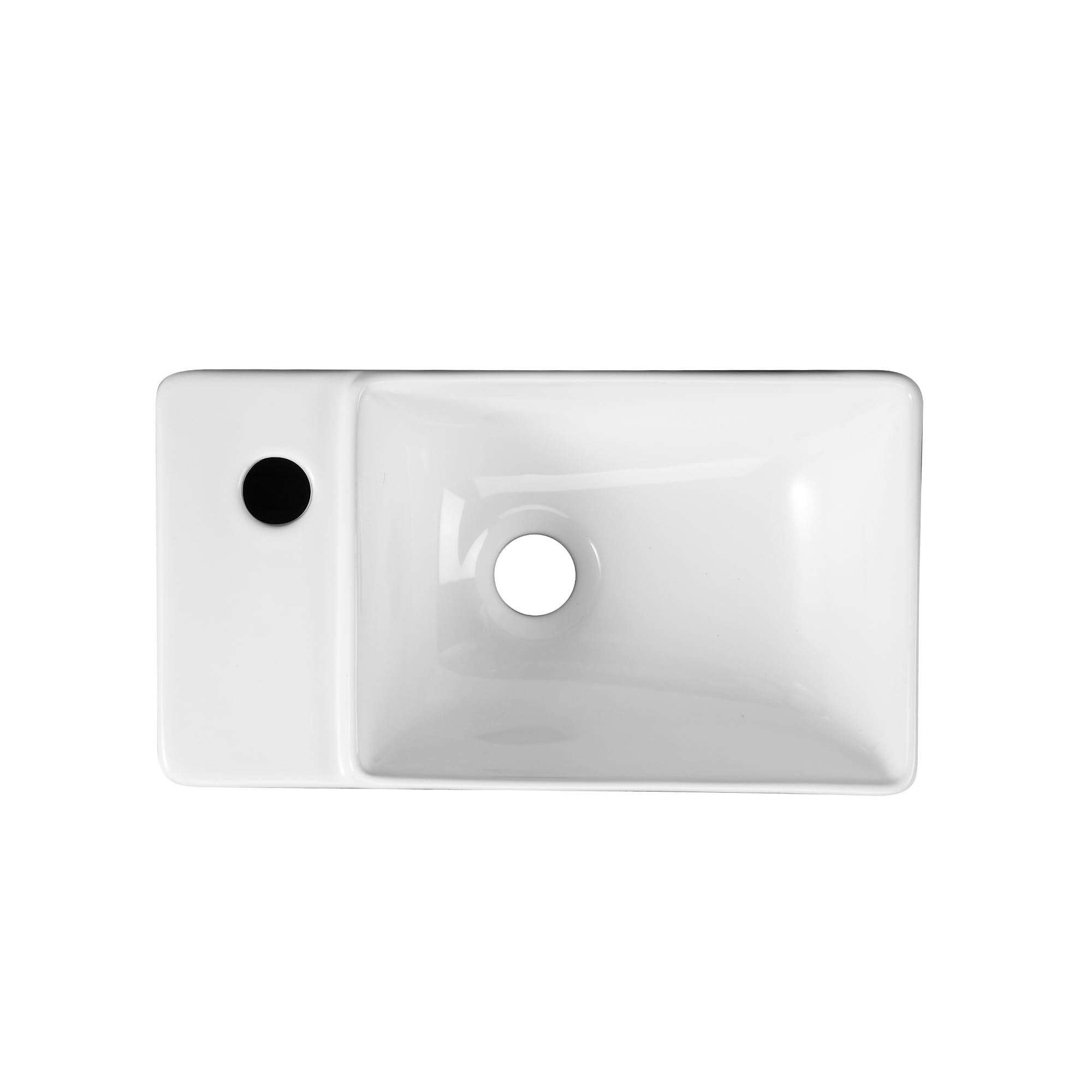 Lavatrice rettangolare compatta in ceramica bianca - Lavabo da appoggio di piccole dimensioni - Design elegante e pratico per piccoli bagni o servizi igienici - 40 x 22 x 13 cm