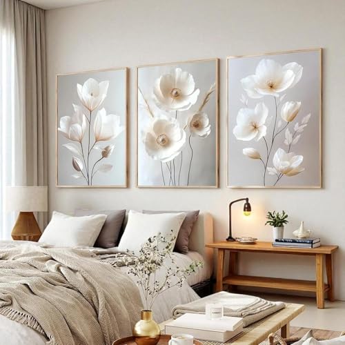 Affiches florales pivoine beige nordique tableau décoration murale salon 70x90 cm