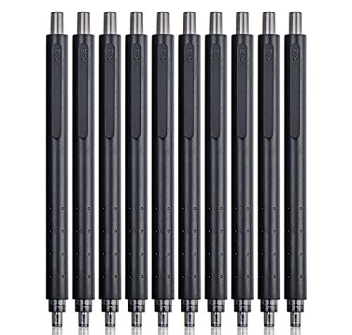 KACO Rocket Retractable Gel Ink Pens 0.5mm Fine Point (Black Pen 10-Pack Black Ink)