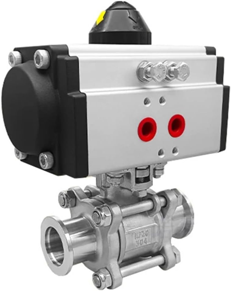 1PCS DN20 sanitary stainless steel three-piece high platform ball valve three-clamp type double-acting cylinder ball valve