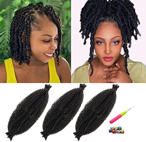 10 Inch Marley Twist Braiding Hair for Faux Locs Crochet Hair Passion Twist Hair Spring Twist Hair Butterfly Locs Curly Braiding Hair Marley Hair Extensions(3 Packs,1B)