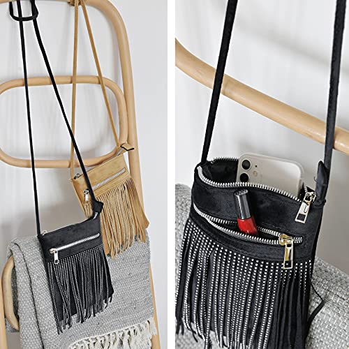 HOXIS Tassel Velvet Crossbody Bag Bling Glitter Purse Sparkle Women Evening Bag2