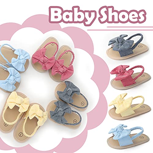 Baby Infant Boy Girl Sandals Shoes Newborn First Walkers Crib Shoes Prewalker Flat Shoes (Dark Blue, 6-9 Months)2