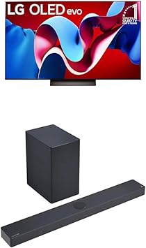 LG 55-Inch Class OLED evo C4 Series Smart TV 4K Processor Flat Screen with Alexa Built-in OLED55C4PUA, 2024, Sound Bar SC9S Perfect Matching for OLED C TV and Dolby Atmos
