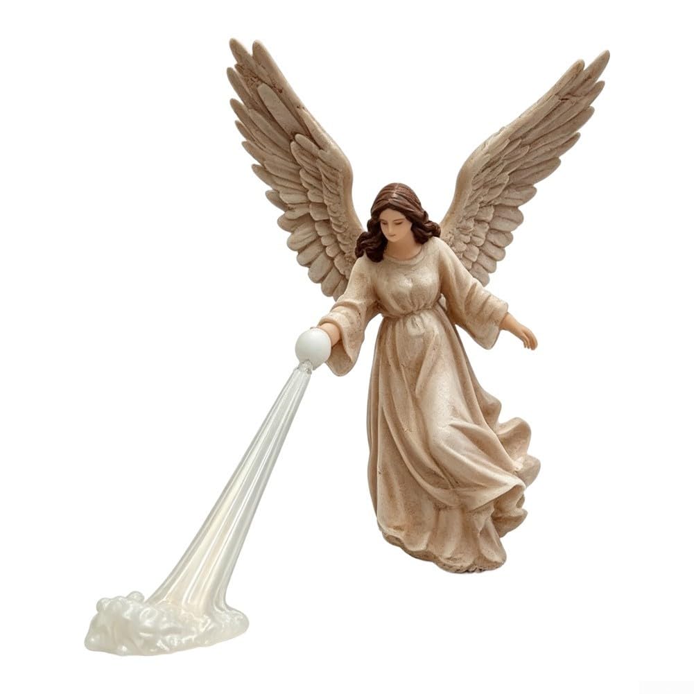 Estatua Ángel Flotante Haz de LED Resina Antivuelco para Estantería