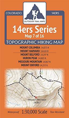 Colorado 14Ers Maps Series 7 Of 16 - Columbia, Harvard | Belford, Huron, Missouri, Oxford #TOP6