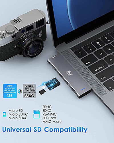 Usb C Hub Adapter For Macbook Pro 2020, Multiport Macbook Pro Usb Adapter Hdmi Macbook Pro Dongle With 4K Hdmi, 2 Usb 3.0, Tf/Sd, Usb-C 100W And Thunderbolt 3 For Macbook Pro Air #TOP6