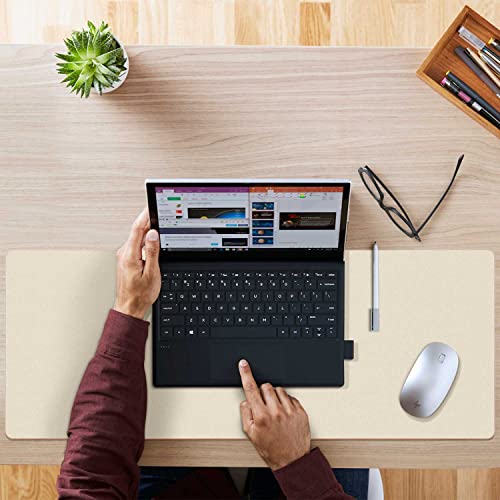 Image of Aothia Double-Sided PU Leather Desk Pad - Non-Slip Large Mouse Pad & Desk Mat for Office, Home - Waterproof, Easy to Clean, Durable Dual-Sided Surface (31.5 inch x 15.7 inch, Beige)